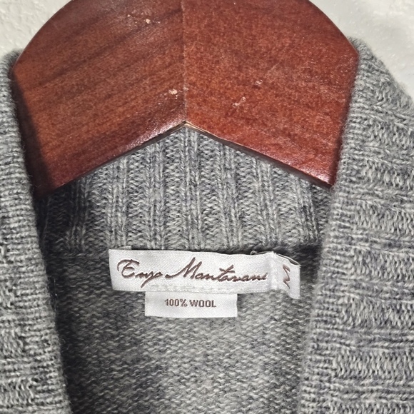 Enzo Mantovani 100% Wool 1/4 Zip Sweater Size Medium Gray Mock Neck - Picture 3 of 4
